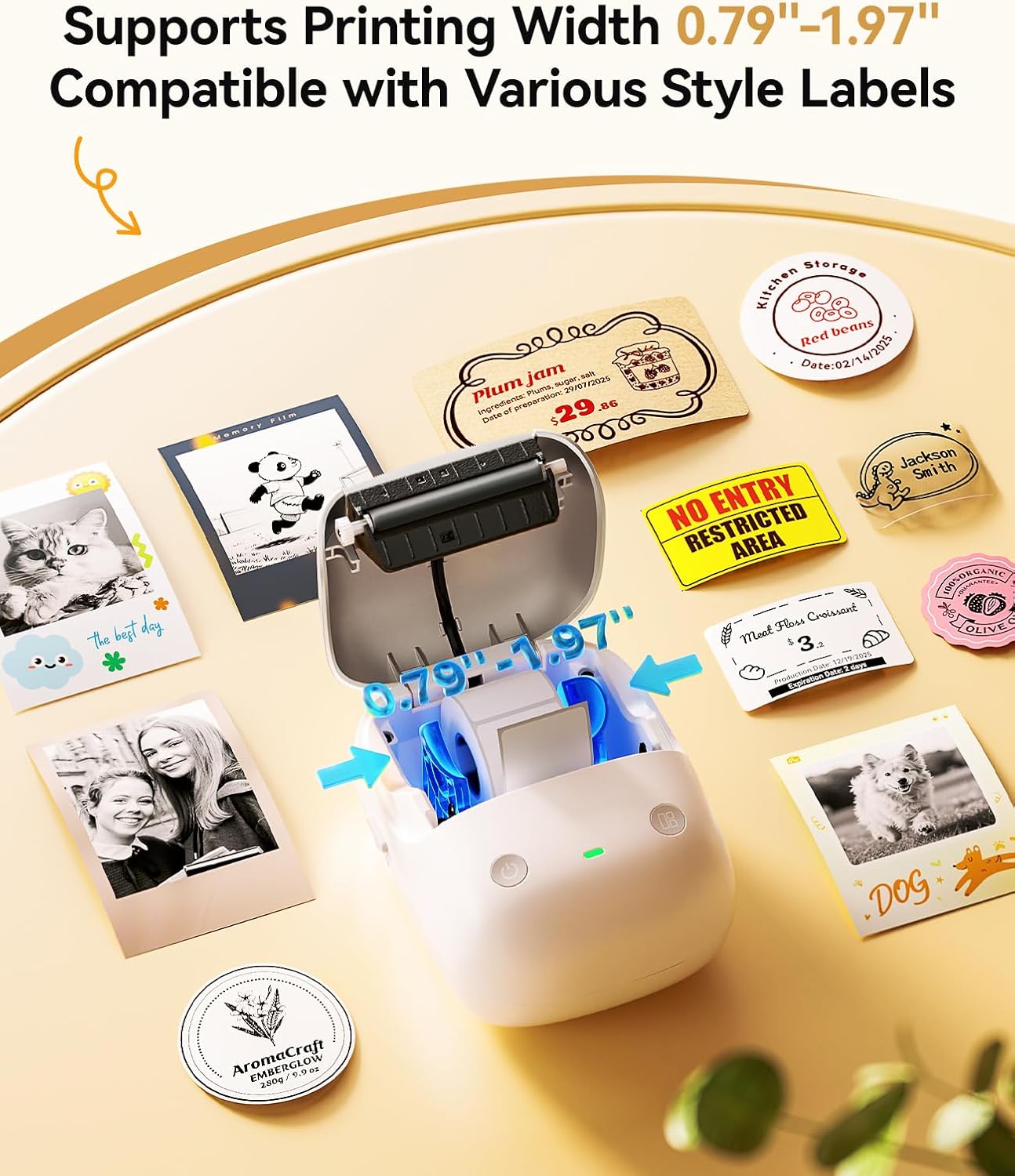 NIIMBOT B2 Pro Label Maker Machine(Silver) with 50x80mm Red&Black Kraft Labels, 300DPI Sticker Printer Portable Bluetooth Label Printer, for Photo Sticker, DIY Crafts, Study Notes, Gift, Journal Label