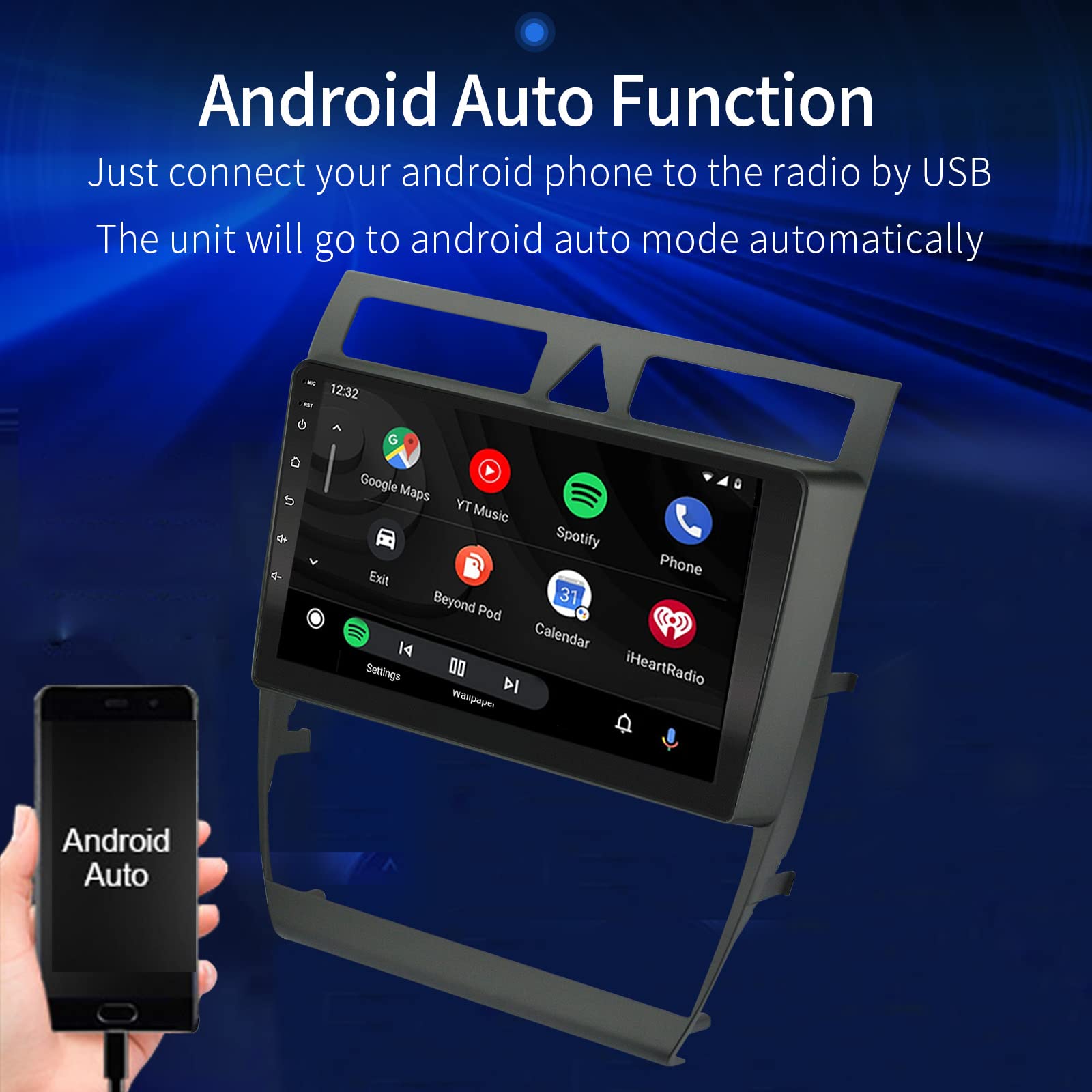 EZoneTronics Android Autoradio für Audi A6 C5 1997-2004 S6 1999-2004 mit Wireless Carplay Android Auto 9 Zoll Touchscreen GPS Navigation Mirrorlink Bluetooth USB WLAN FM/RDS Radio Player 2G + 32G