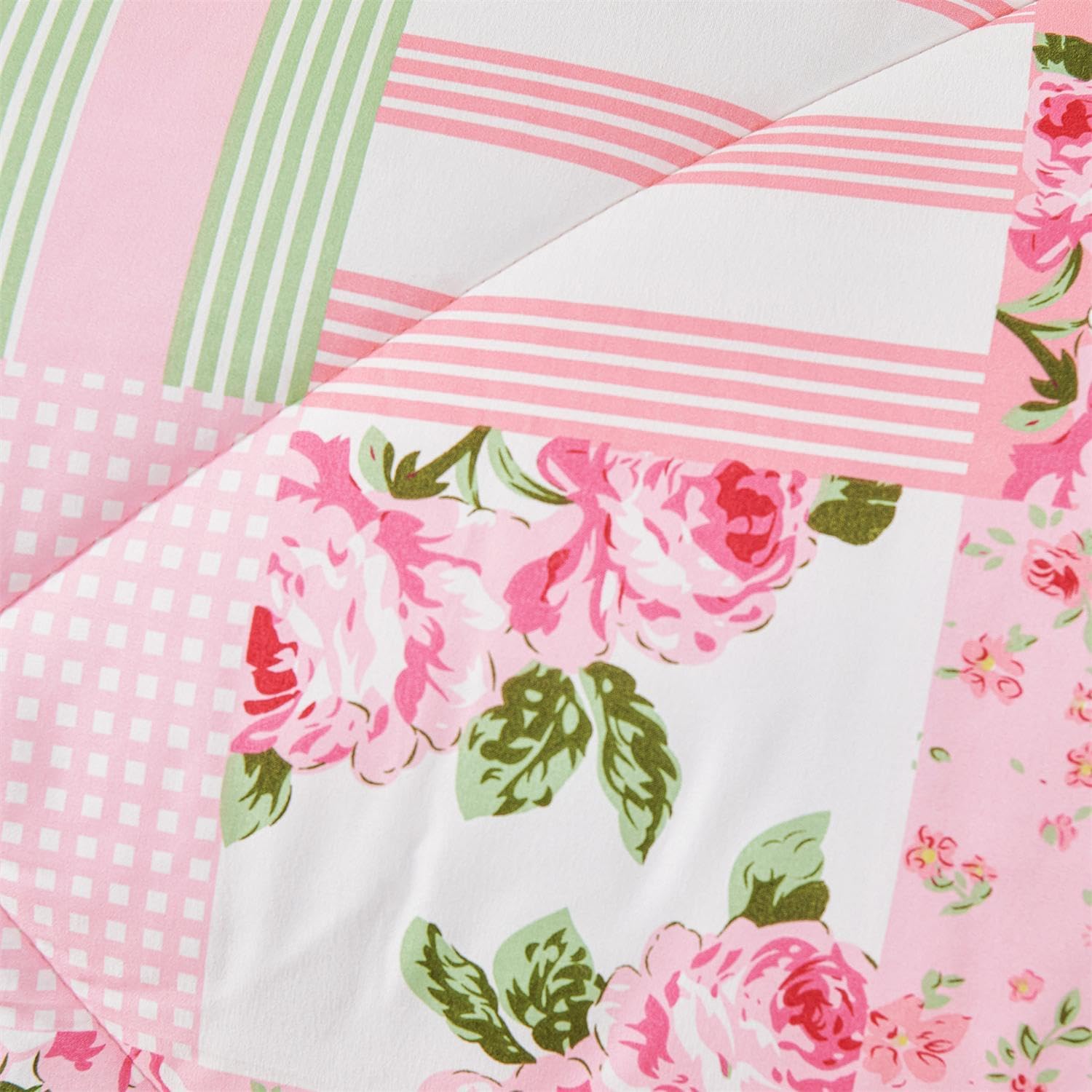 Cmfshape Pink Rose King Size Comforter Set 3 Pieces,Flower Printed Bedding Bed in A Bag,Soft Microfiber Comforter with PillowShams for All Season,102x90
