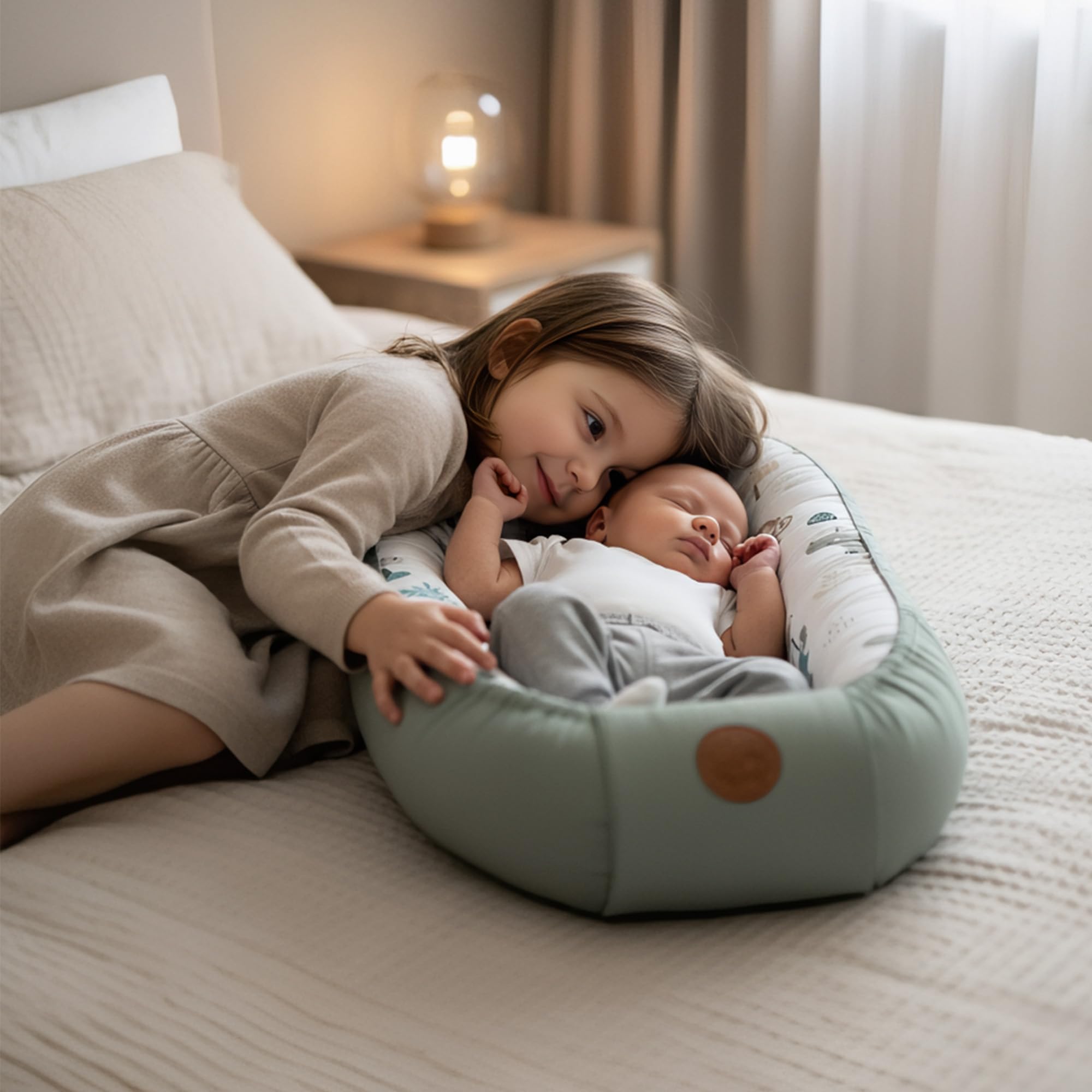 Réducteur de Lit Bébé 90x50cm en Coton, Cocon polyvalent pour Nid d'Ange Couffin et Naissance pratique et léger idéal pour le transport parfait pour filles et garçons Afrique Bleu