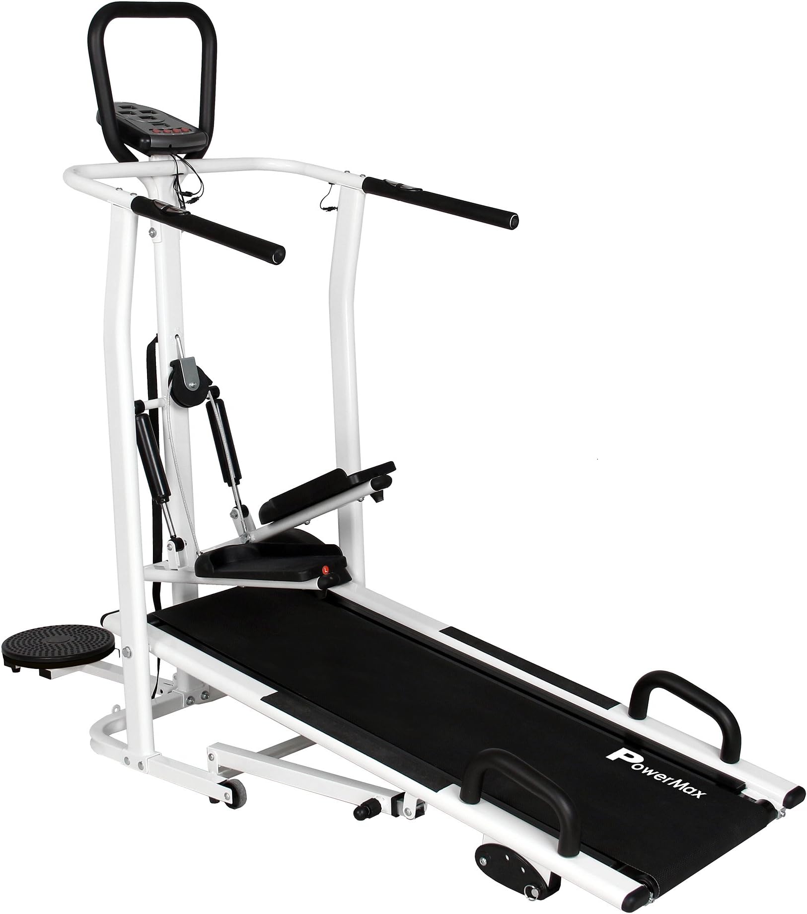 PowerMax FitnessMft-410 4 In 1 Multi-Function Manual Treadmill With Free Installation Along With Jogger, Stepper, Twister And Push Up Bar, Mft-410, White