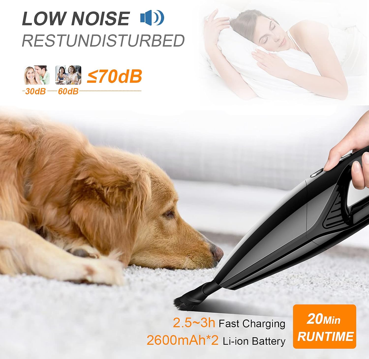 helloleiboo Car Vacuum Cleaner Cordless High Power Suction Handheld Vacuum Portable Vacuum for Detailing and Car Interior Cleaning