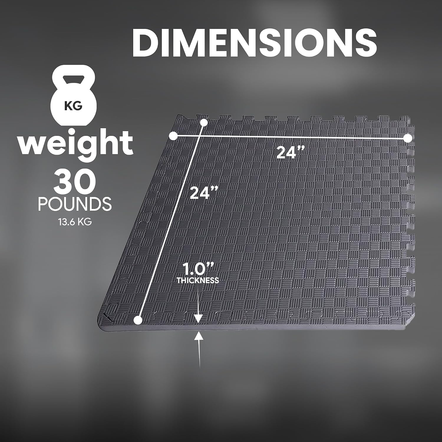 BalanceFrom 6 Piece Foam Floor Mat Puzzle Tiles, 1 Inch Thick, 24 Sq Ft, Grey