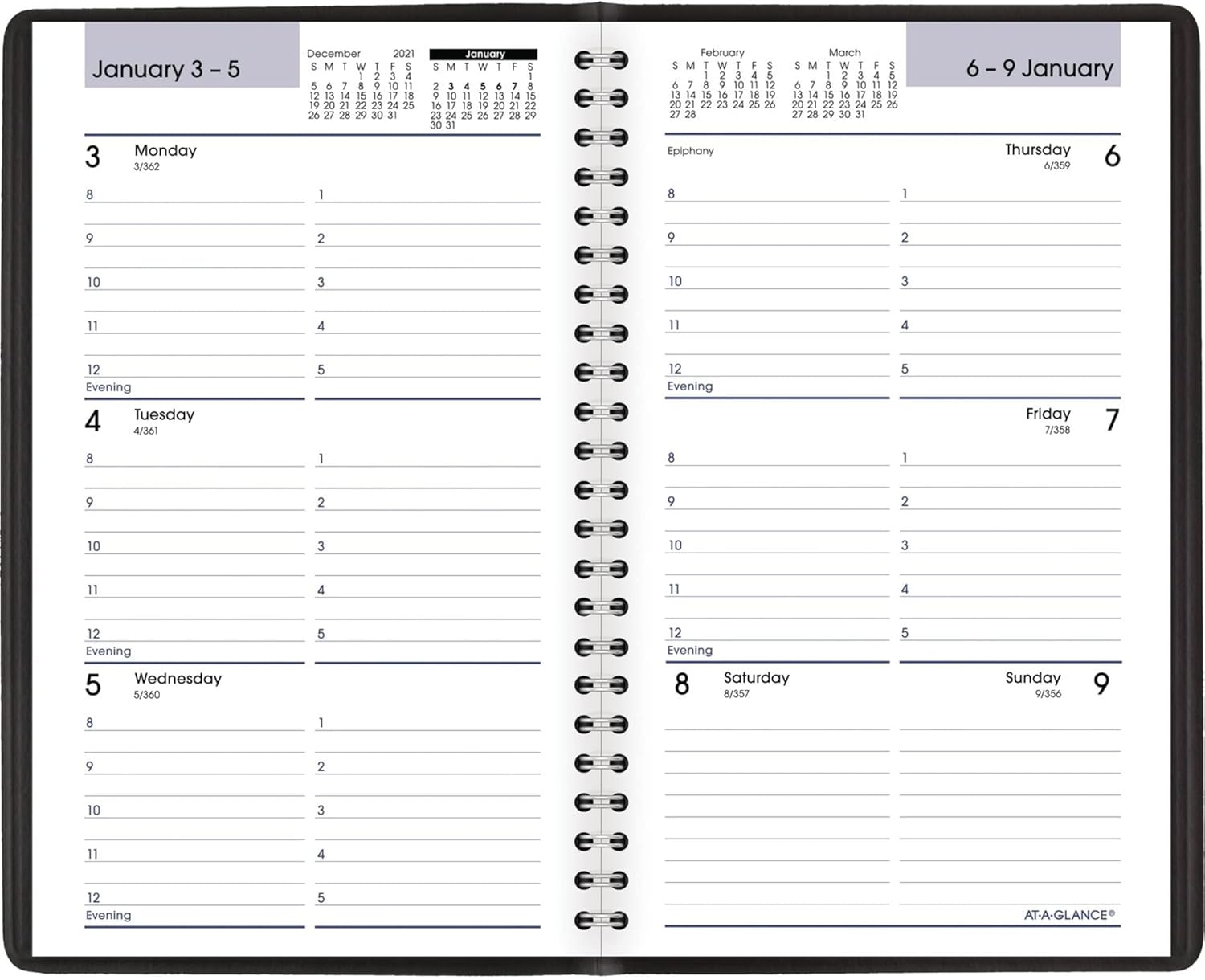 2022 Weekly Appointment Book & Planner by AT-A-GLANCE, 5" x 8", Small, DayMinder, Black (G20000)