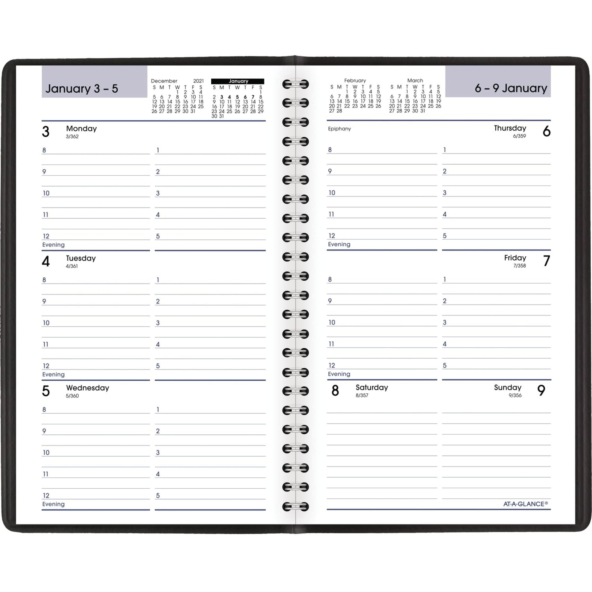 AT-A-GLANCE - Libro de citas semanal 2022 y planificador de 5 x 8 pulgadas, pequeño, DayMinder, negro (G20000)
