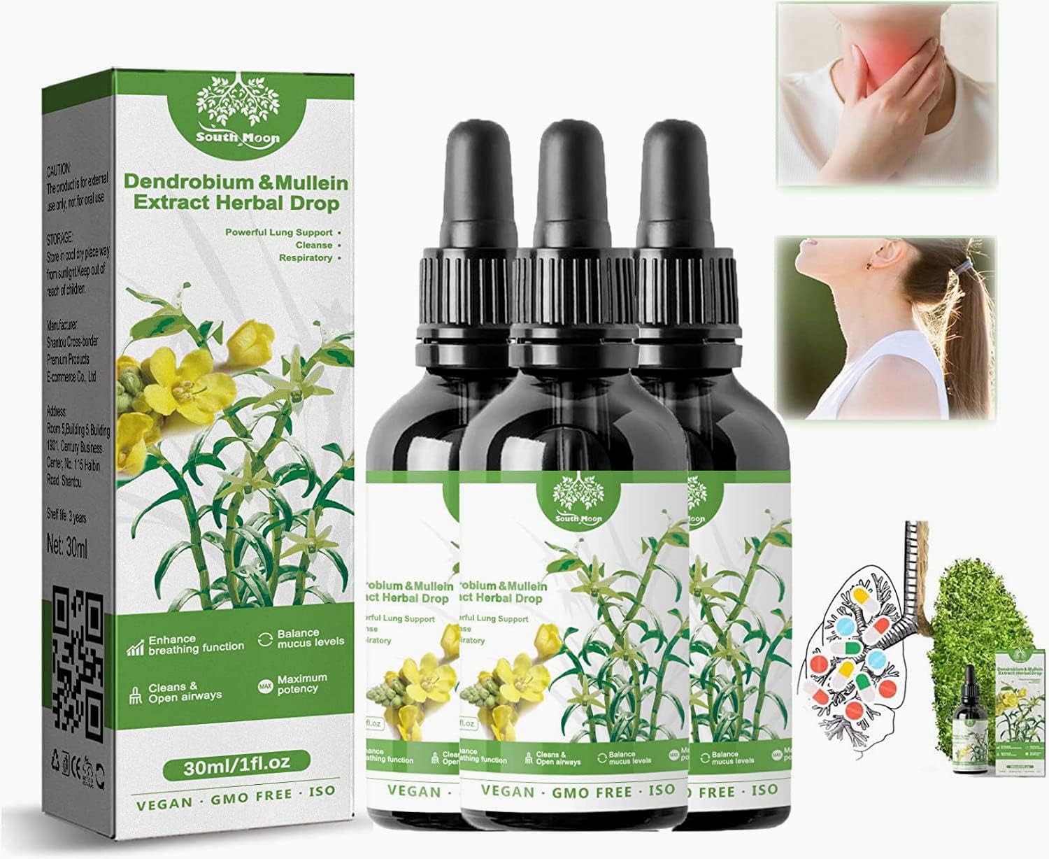 Clearbreath Dendrobium & Mullein Extract, Organic Mullein