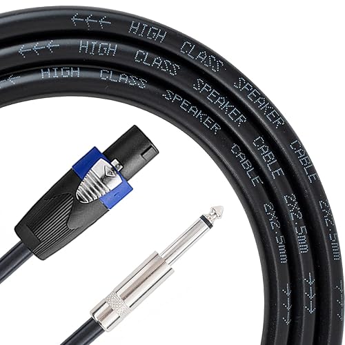 Miniatura 2 de UMOKI Cables de altavoz de 30 pies de calibre 12 a macho de 14 pulgadas - 30 pies 12AWG Speakon a 14 cables de interconexión de audio estéreo -