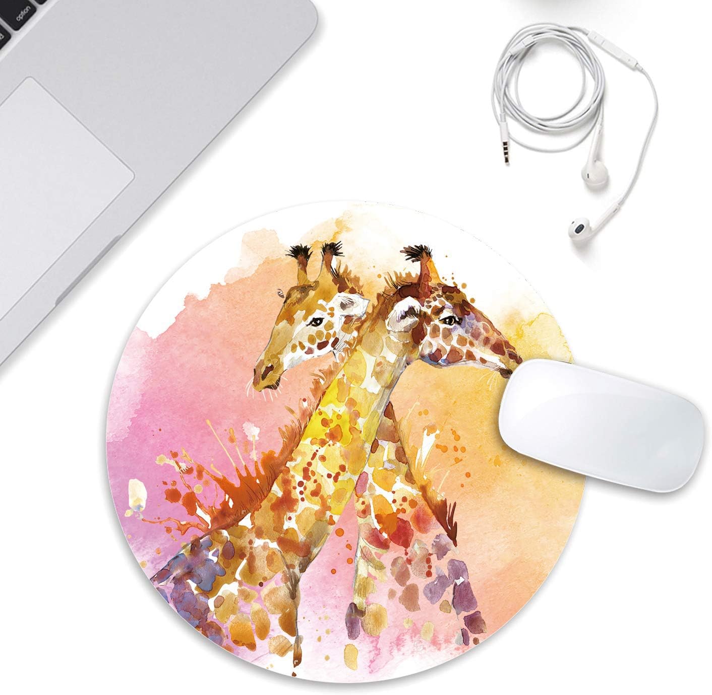 Galdas Giraffe Mouse Pad Mouse pad Round Gaming Mouse Pad Rubber Base Cloth Mouse Pads for Computers Laptop (Updated Version)