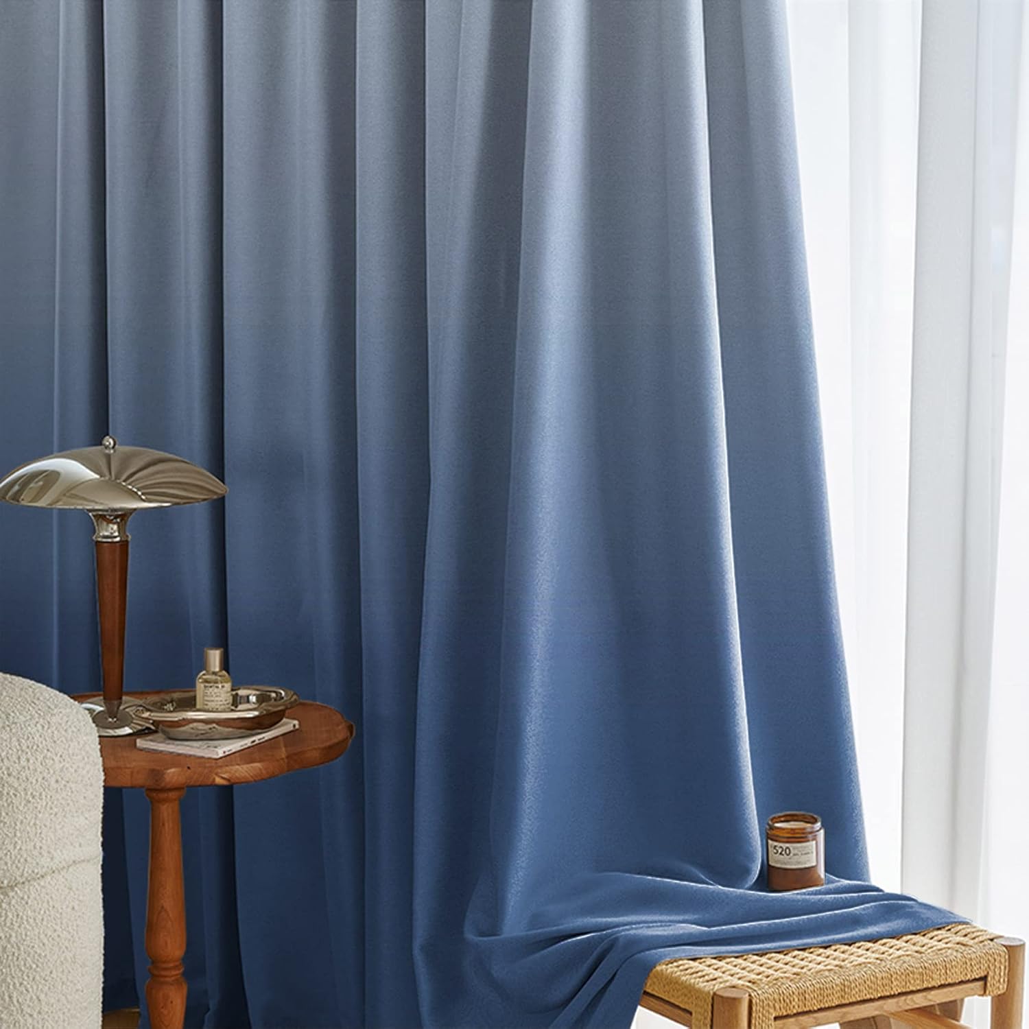 Navy Blue Ombre Bedroom Curtains Blackout Curtains 84 inches Long Thermal Insulated Window Drapes for Living Room 2 Panels 42x84inch