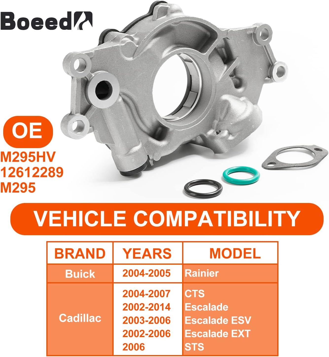 High Volume Oil Pump Compatible with Chevy Silverado Suburban 1500 Tahoe Trailblazer GMC Sierra 1500 Yukon XL Cadillac Escalade Rainier 4.8L 5.3L 5.7L 6.0L 6.2L Replace M295HV