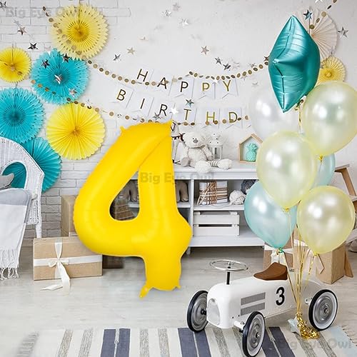 Vista 60 de Globos grandes de aluminio amarillo número 5 de 40 pulgadas, helio, globo grande de Mylar para decoración de fiesta de cumpleaños de miel, abeja