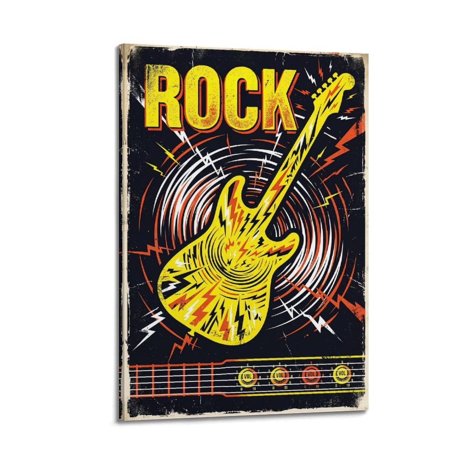 OKNGB Vintage Retro Electric Guitar Rock High Voltage Music Poster Decorative Painting Canvas Art Picture 24x36inch(60x90cm)
