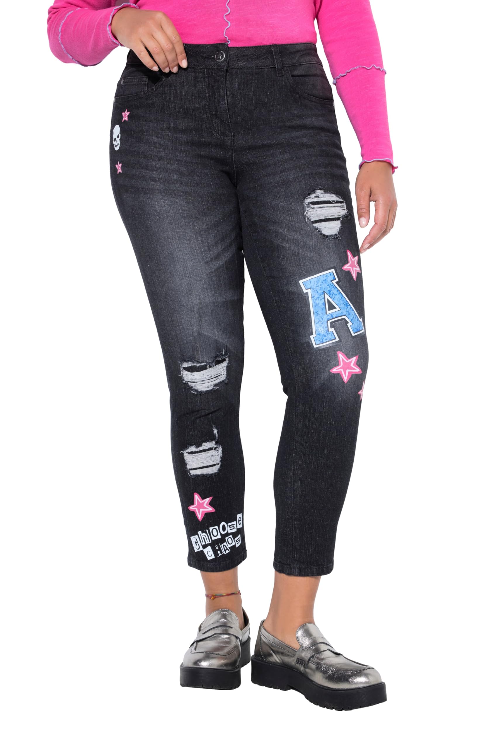 Angel of Style Damen große Größen Übergrößen Plus Size Jeans Emma, Slim Fit, 5-Pocket, Destroyed, Prints 843941