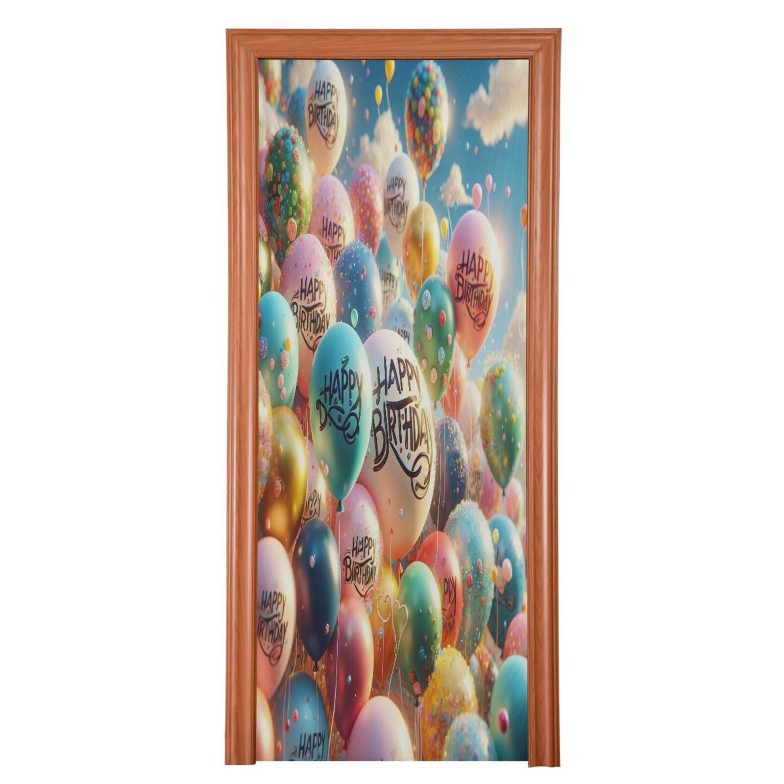 FLildon Birthday Balloons Colorful Door Cover Decoration, Party Accessory Porch Decor for Festive Ornament Room Door Covers 36 x 98 Inch