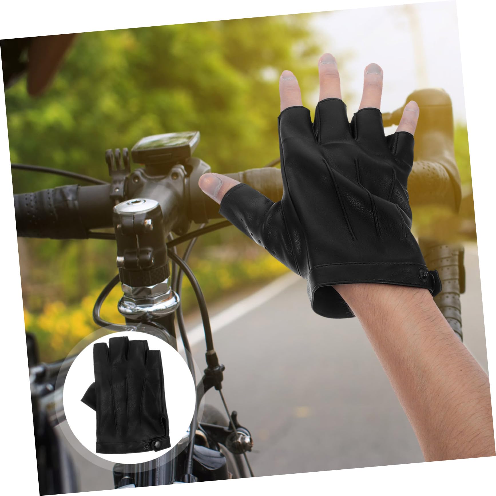 Toyvian PU Halbfingerhandschuhe für Herren Atmungsaktiv und Langlebig für Radfahren Outdoor Sport und Fitnessaktivitäten rutschfest