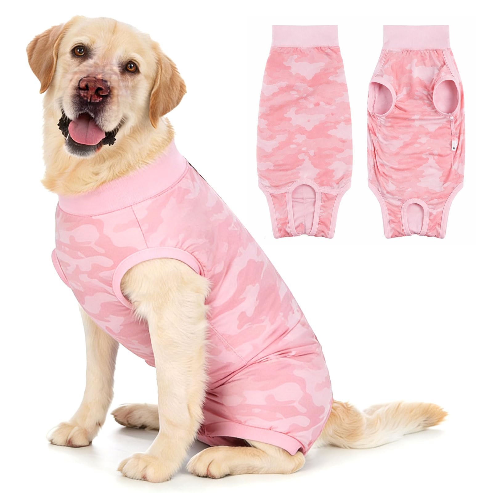 InfiniZer Hundebody Nach Op Medizinischer Body für Hunde Kastration Hündin Rüde Operationsbody Hund Body Nach Op Body Hund Shirt Leckschutz Wundschutzanzug für Hunde Einteiler Schlafanzug (Rosa, XL)