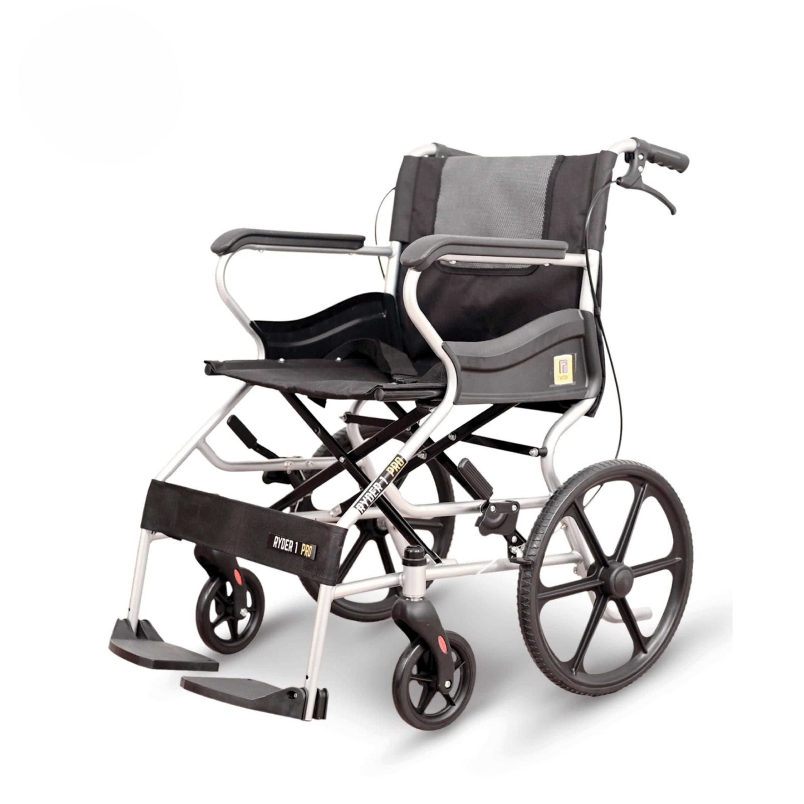 Ryder 1 Pro Manual, Mild Steel, Foldable, Compact, Travel Friendly, Light Weight, Attendant Driven Wheelchair From Karma Healthcare with Onsite Warranty & Lifetime Spare & Service Support-image-5