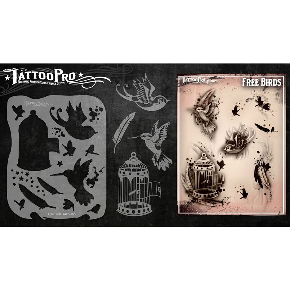 Buy Tattoo Pro Airbrush Stencil Series 1 Free Birds, Mylar Airbrush