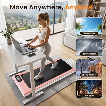 Walking Pad Treadmill with Handle Bar and Incline for Home, Compact Portable Foldable Small Quiet Treadmills Under Desk Foldable for Small Spaces