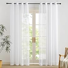 PONY DANCE Voile Curtains - Living Room Curtains for Home Bedroom Decoration with Eyelets Transparent Romantic Modern Voile Curtains - L 140 x H 230 cm, Pack of 2