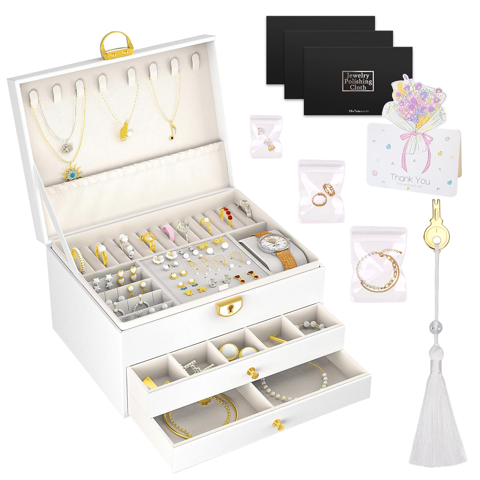 BESTYASH Boîte à Bijoux Portable Bois à Multiples Étui De Voyage Pour Boucles Oreilles Et Bagues Petite Boîte De Rangement