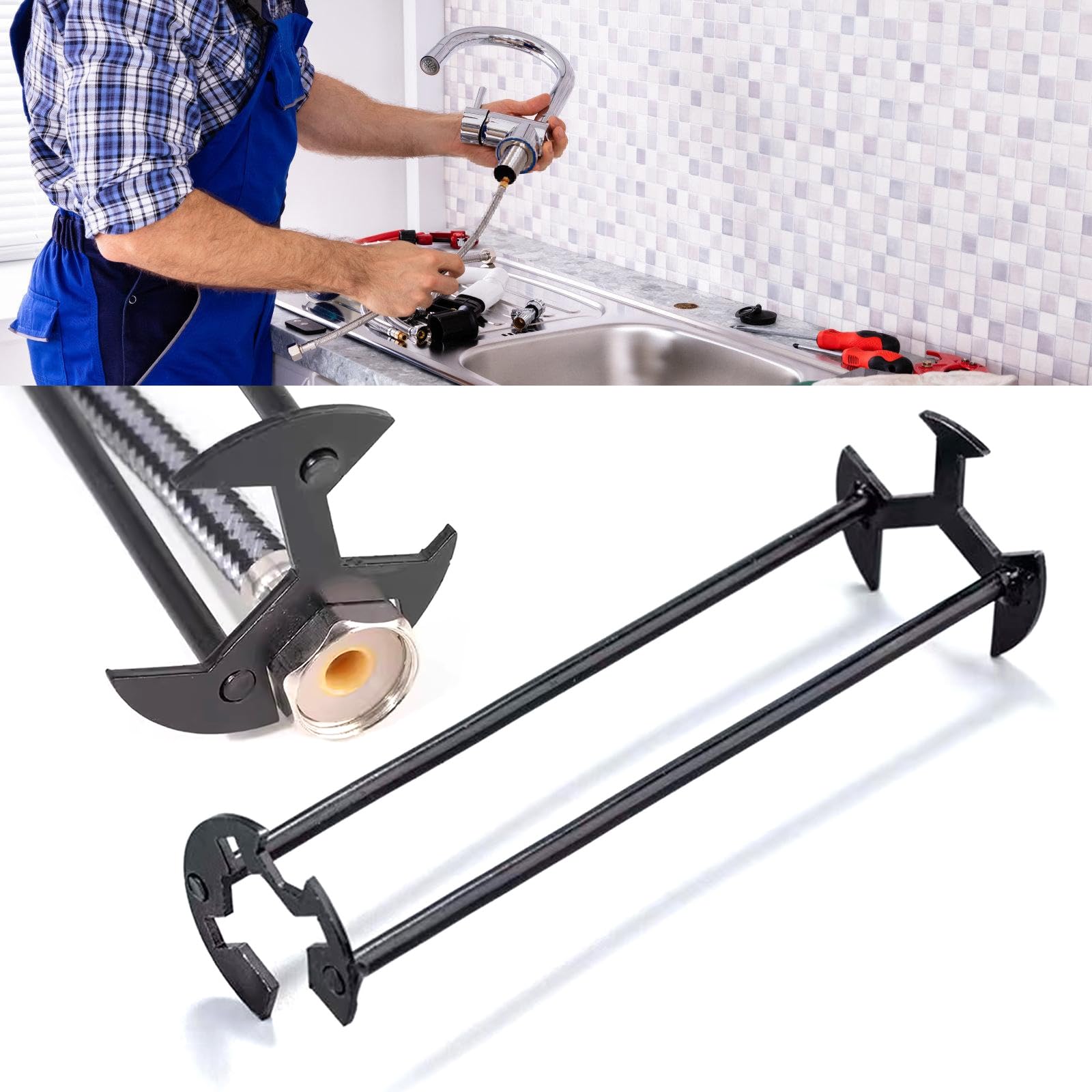 RGYBAO Sink Wrench Multifunctional Carbon Steel Faucet Key Plumbing Pipe Wrench Bathroom Kitchen Sink Repair Hardware Tool