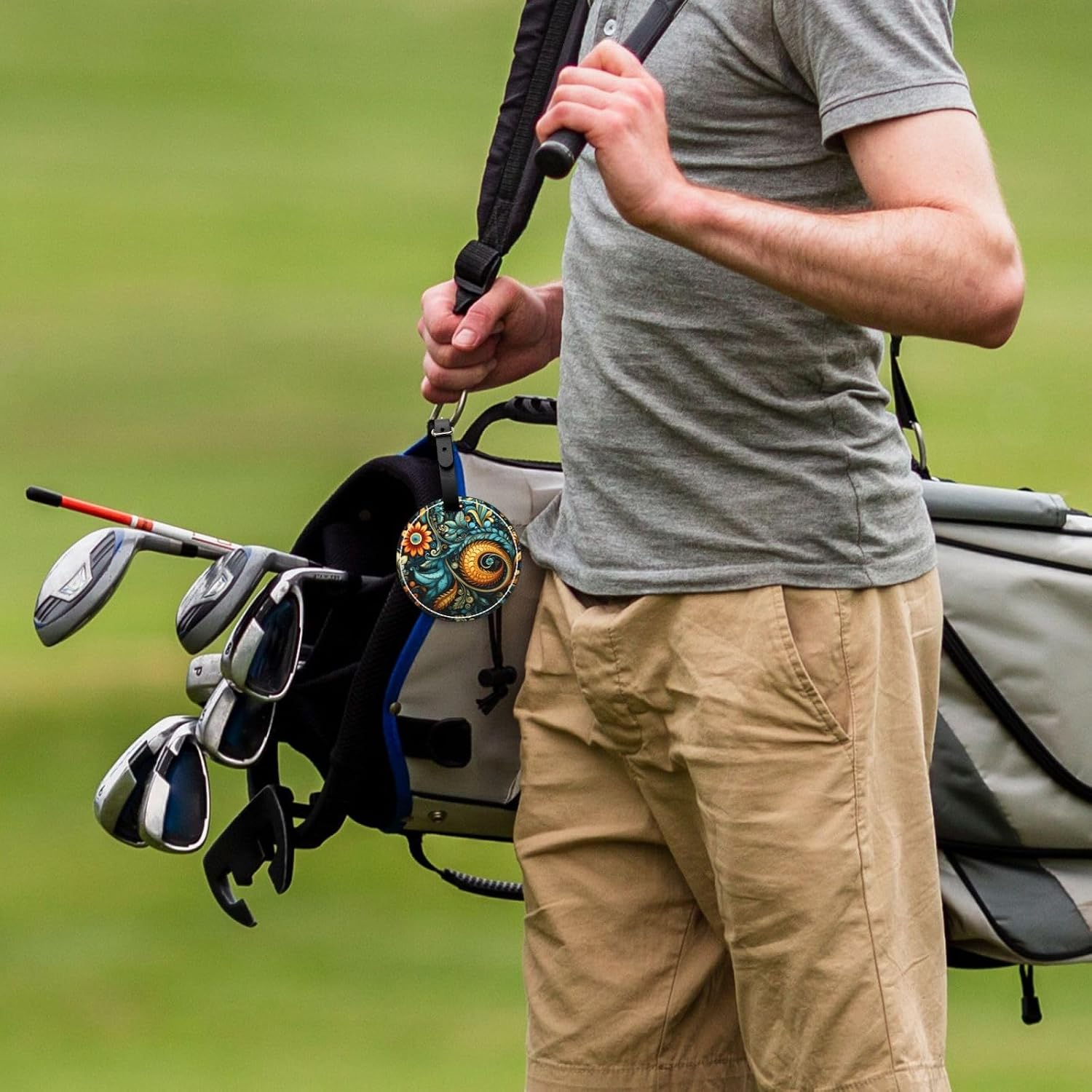 Distinctive Pattern Black Printed Golf tee Storage Bag - for Men only, Durable PU Material, Easy to Carry, Enhance The Golf Experience