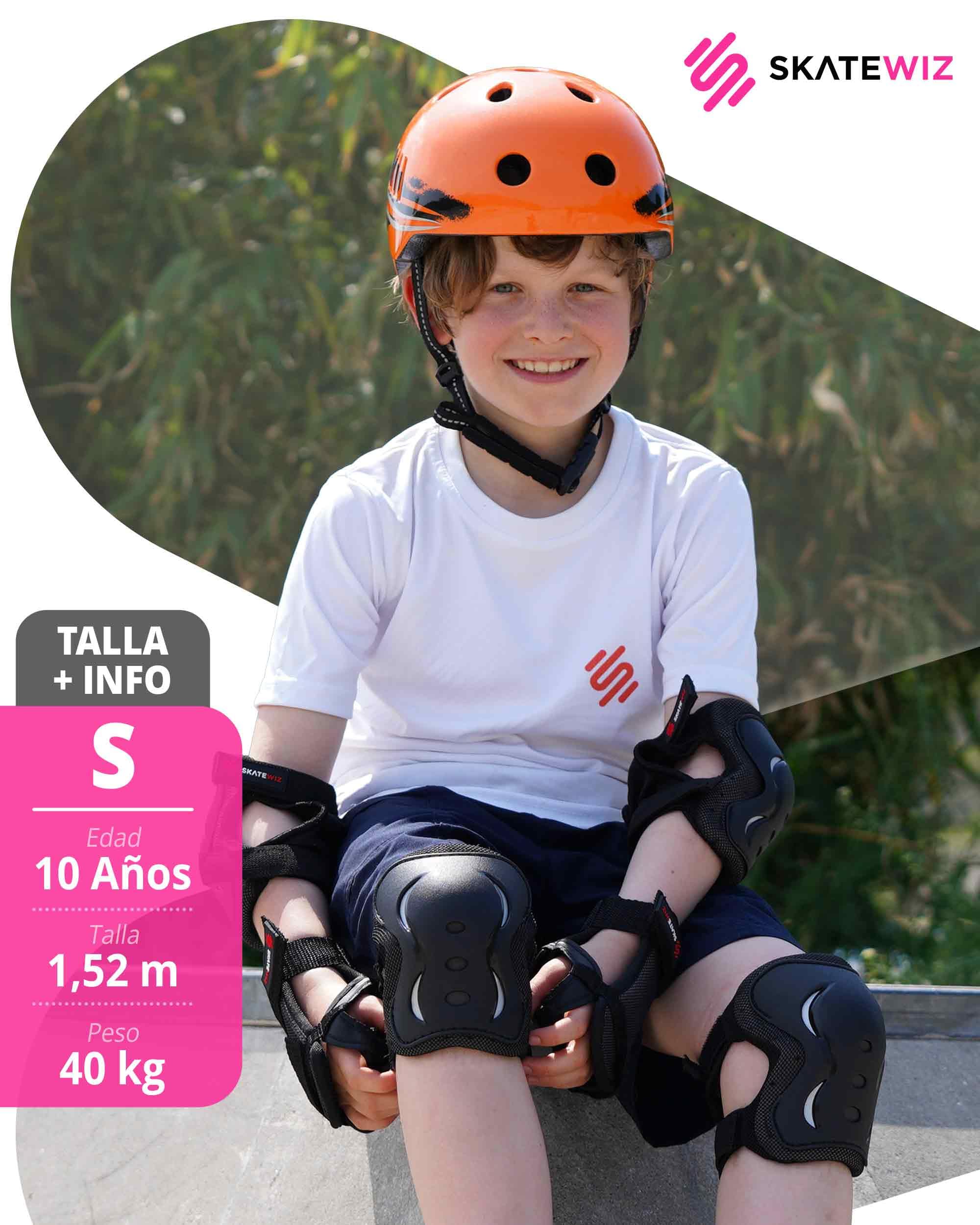 SKATEWIZ Protecciones Patines Set - Para Niño, Niña, Adolescentes y Adultos [6 piezas] con Rodilleras y Coderas Muñequeras - Protecciones Patines Niño — view 11