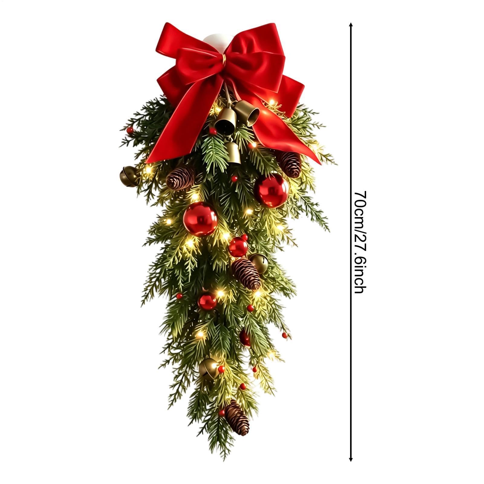 Corona di Natale 68 cm aghi di pino, capovolto e bacche