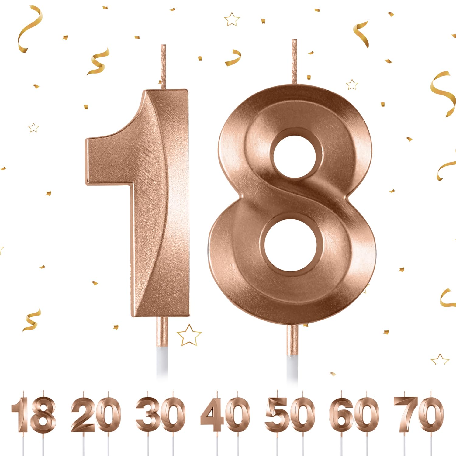 Maclunar Boys Champagne 18Th Birthday Number Candles, 3D R Candle - Number 18 Candle For & Girls Birthday Party Cake Topper Decorations
