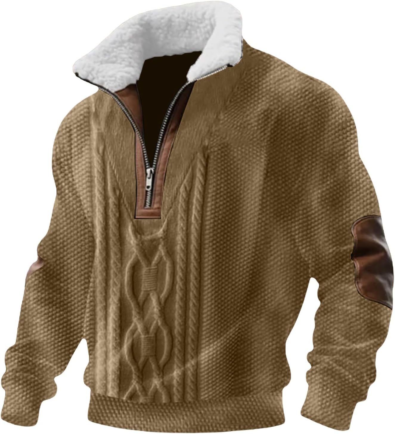 Pull en polaire semi-zippé pour homme avec fermeture éclair 1/4 - Haut isolant thermique professionnel - Pull interactif extra chaud - Pull à col montant - Doux au toucher - Veste polaire Pull en polaire semi-zippé pour homme avec fermeture éclair 1/4 - Haut isolant thermique professionnel - Pull interactif extra chaud - Pull à col montant - Doux au toucher - Veste polaire