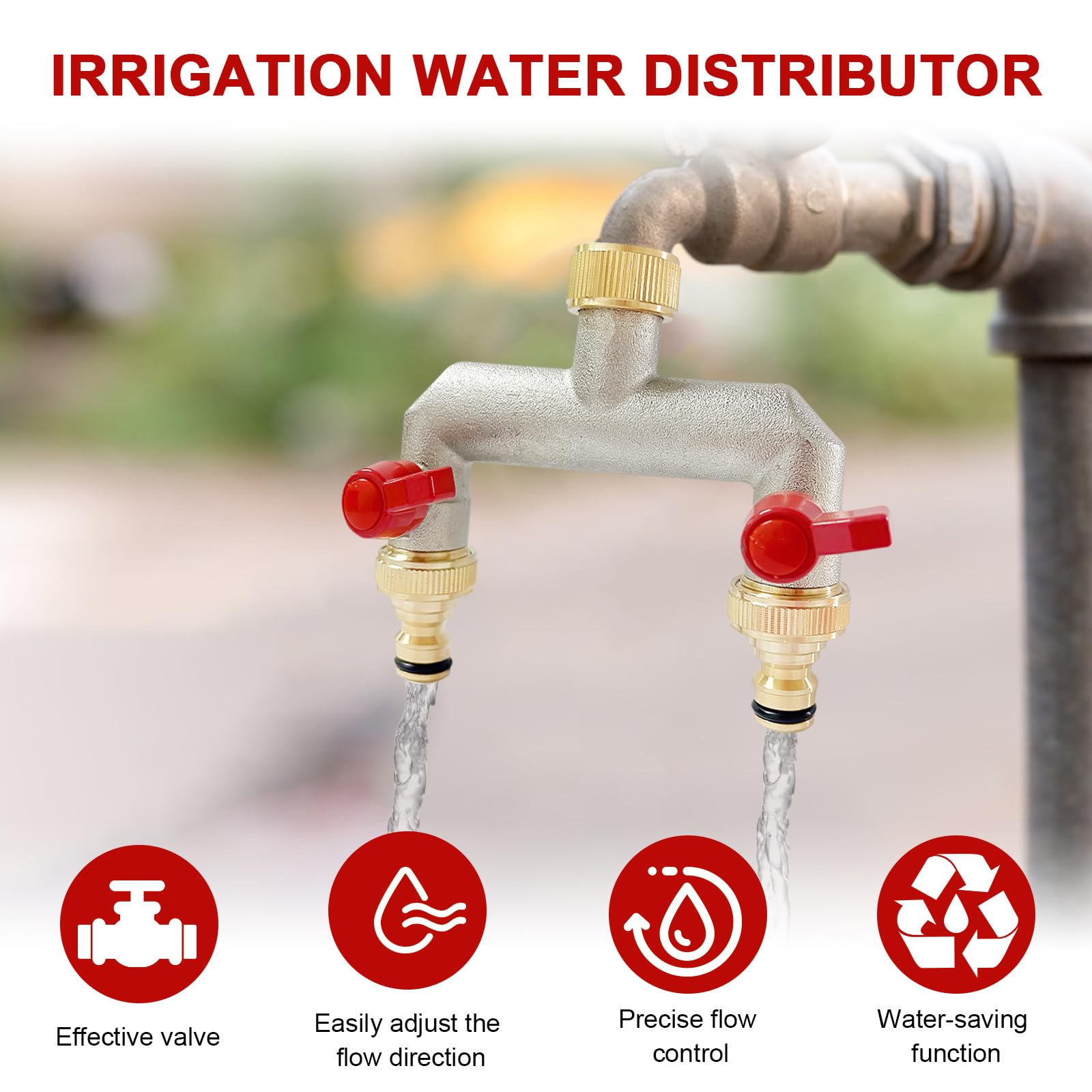 Vie in Ottone Distributore di Collegamento Dell'acqua in Ottone da 3/4 Pollici con Valvola a Sfera per la Regolazione e la Chiusura del Flusso D'acqua (2)
