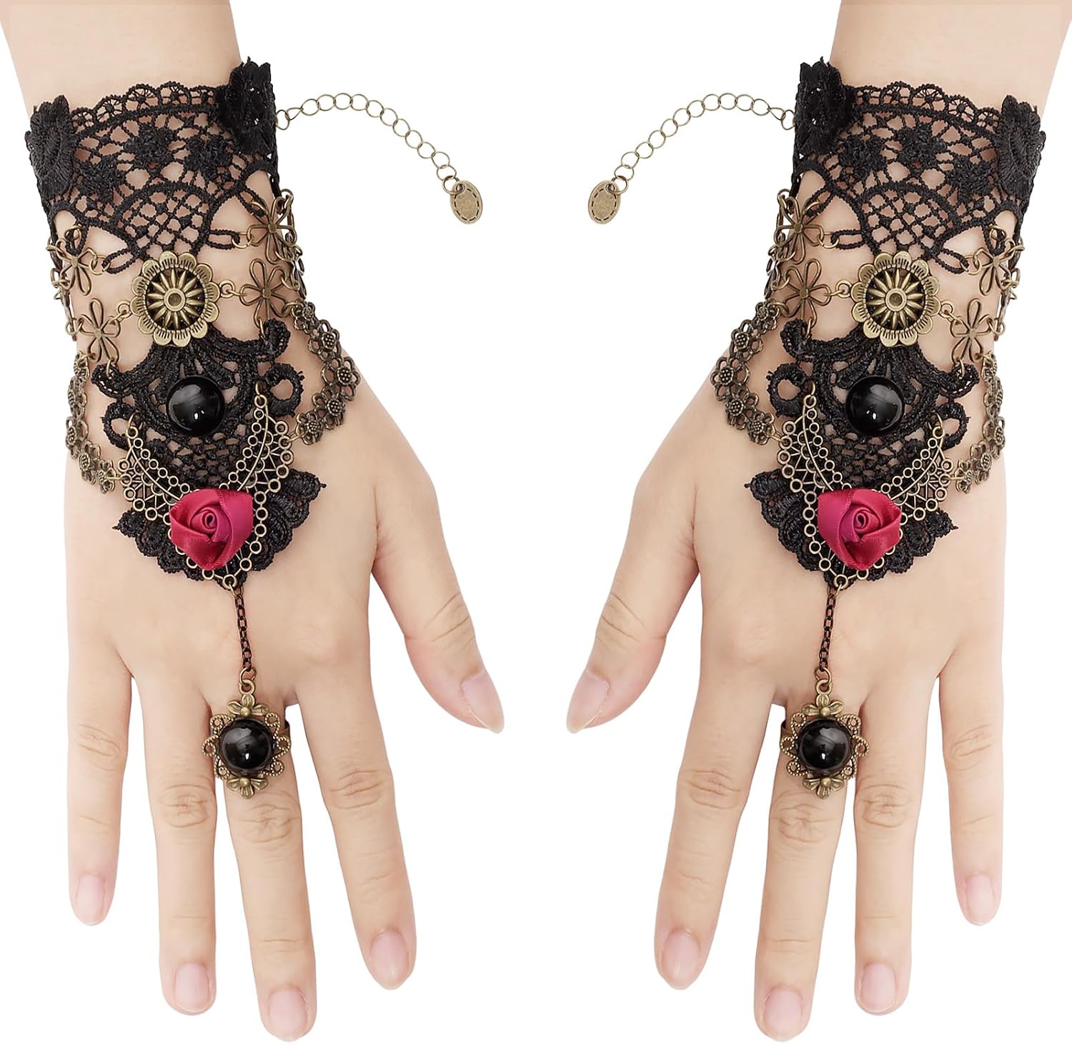 Fingerless Gloves Gothic Floral Wristband Rose Steampunk Gloves image 2