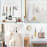 Vista 5 de Adove Ganchos adhesivos para colgar, paquete de 24 ganchos de pared resistentes, ganchos para toallas y abrigos impermeables, gancho adhesivo