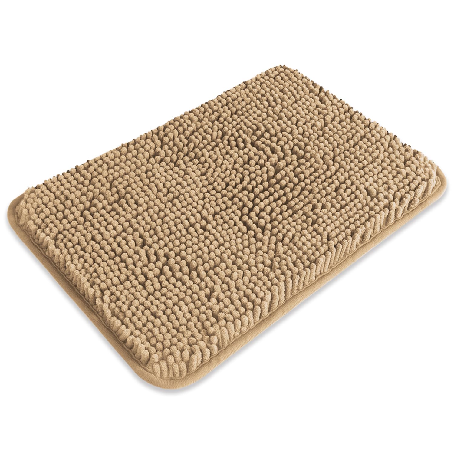 PureSwan Small Bathroom Rug 12"x18" – Washable and Absorbent Bath Mat, Non Slip, Thick Soft Chenille Bath Rugs for Bathroom, Shower, Sink, Dog mat(Beige)
