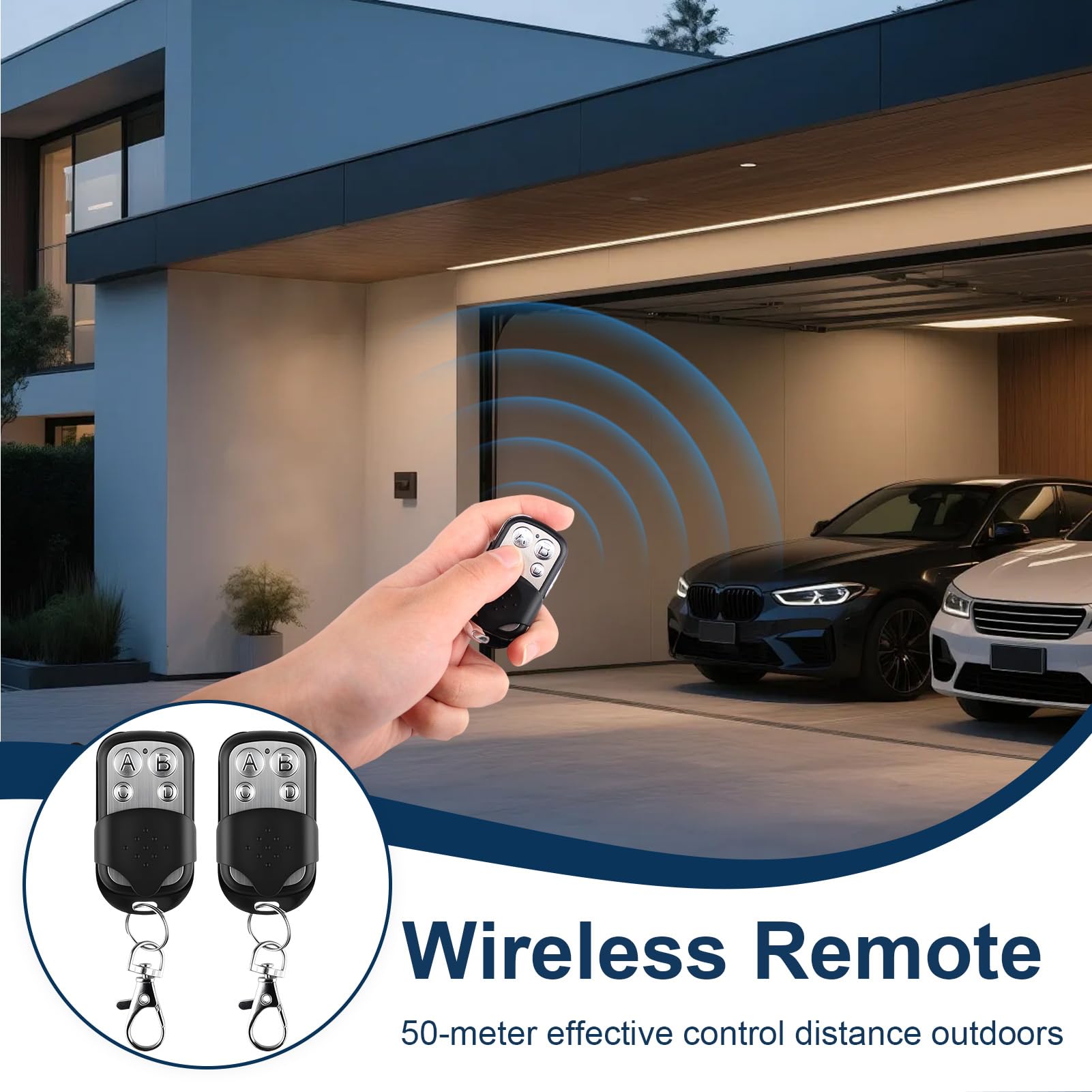 2Pcs Mando Garaje Universal Mando a Distancia Garaje 433,92 MHz con 4 Botones Mando Puerta Garaje Compatible con Código Fijo Control Remoto Inalámbrico Automático para Puerta de Garaje — view 5