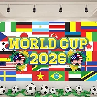 Faixa de fundo para festa da Copa do Mundo 188 x 109 cm – Decoração da Copa do Mundo de 2026 para artigos de festa com tema de futebol, fundo de foto de futebol para a Copa do Mundo de 2026