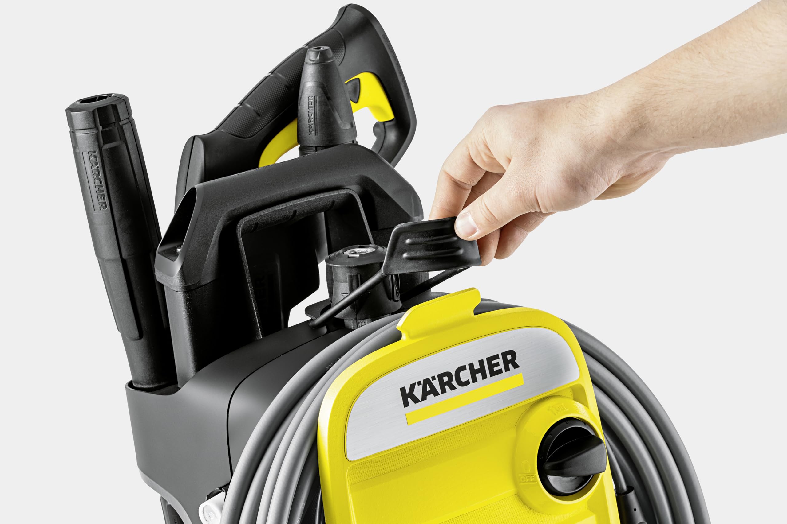 Kärcher K 5 Compact myjka ciśnieniowa, ciśnienie: 145 bar, wydajność: 500 l/h, wydajność powierzchniowa: 40 m²/h, filtr, waga: 12 kg, wąż i pistolet, dysza rotacyjna, lanca Vario Power