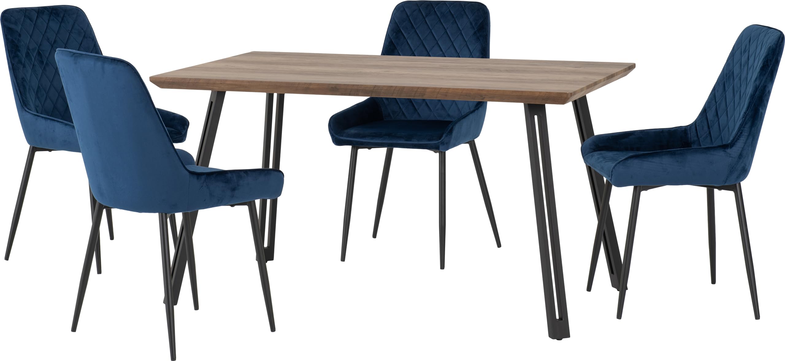 Seconique Unisex Blue Quebec Straight Edge Dining Set With Avery Chairs In Medium