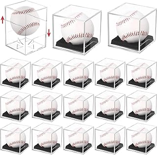Kigley 18 Pcs Baseball Display Cases for Balls Clear Baseball Cube Acrylic Baseball Holder UV Protection Boxes Memorabilia...