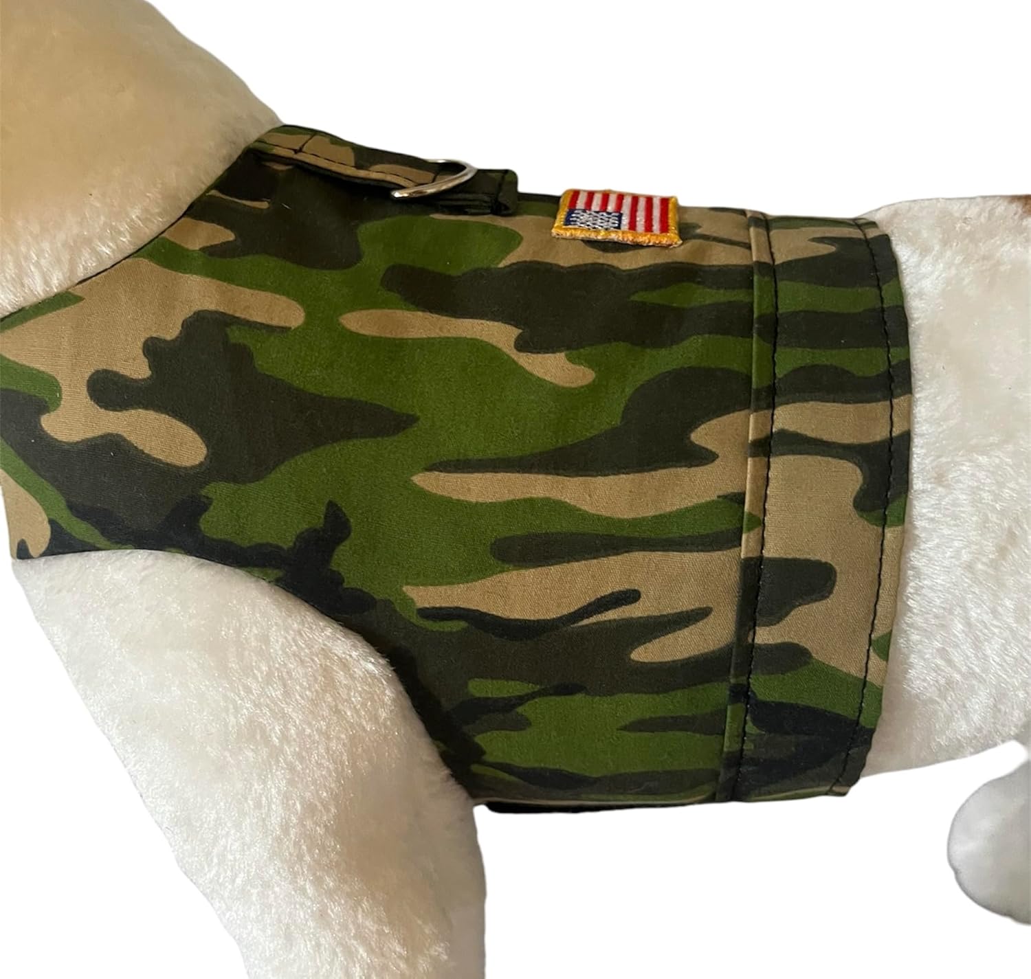 Camouflage Dog Shirt/Harness with American Flag. Handmade. Size Chart in Description