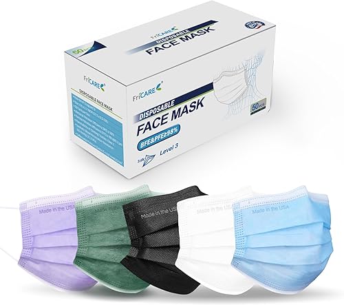 Miniatura 33 de FriCARE Mascarillas desechables, 3 capas ASTM nivel 3 grado médico, elegibles para FSA/HSA, transpirables y cómodas para alergias/protección solar