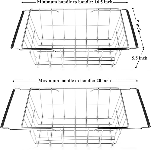 Miniatura 3 de Orgneas Cesta expandible para congelador de pecho, de acero inoxidable para colgar en el congelador profundo, asas ajustables (16.5 a 20 pulgadas),