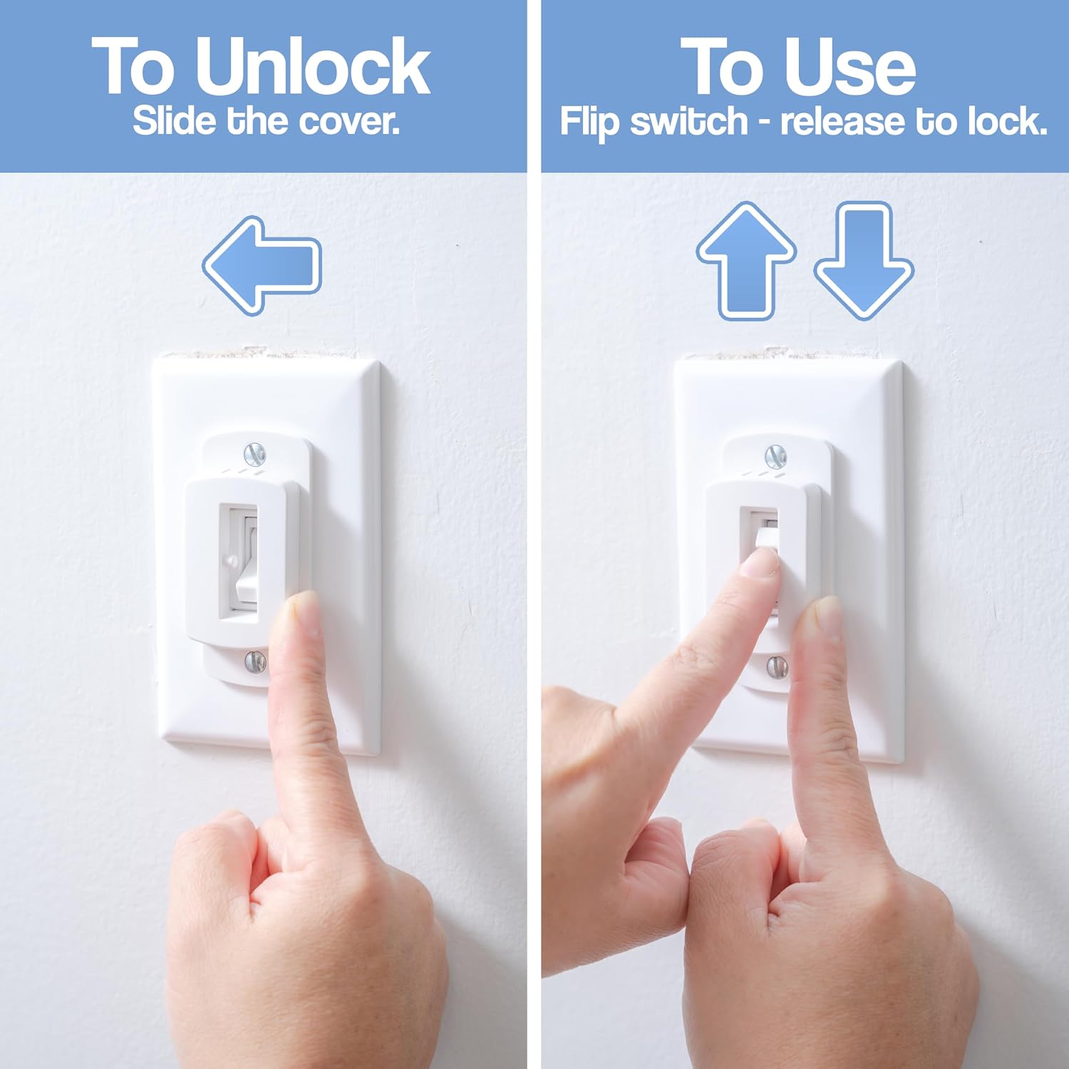 Light Switch Cover Guard (6 Pack, Toggle) – Child Proof Light Switch Lock & Switch Guard – Prevents Kids from Turning Lights On/Off – Easy Install Wall Switch Protector, White