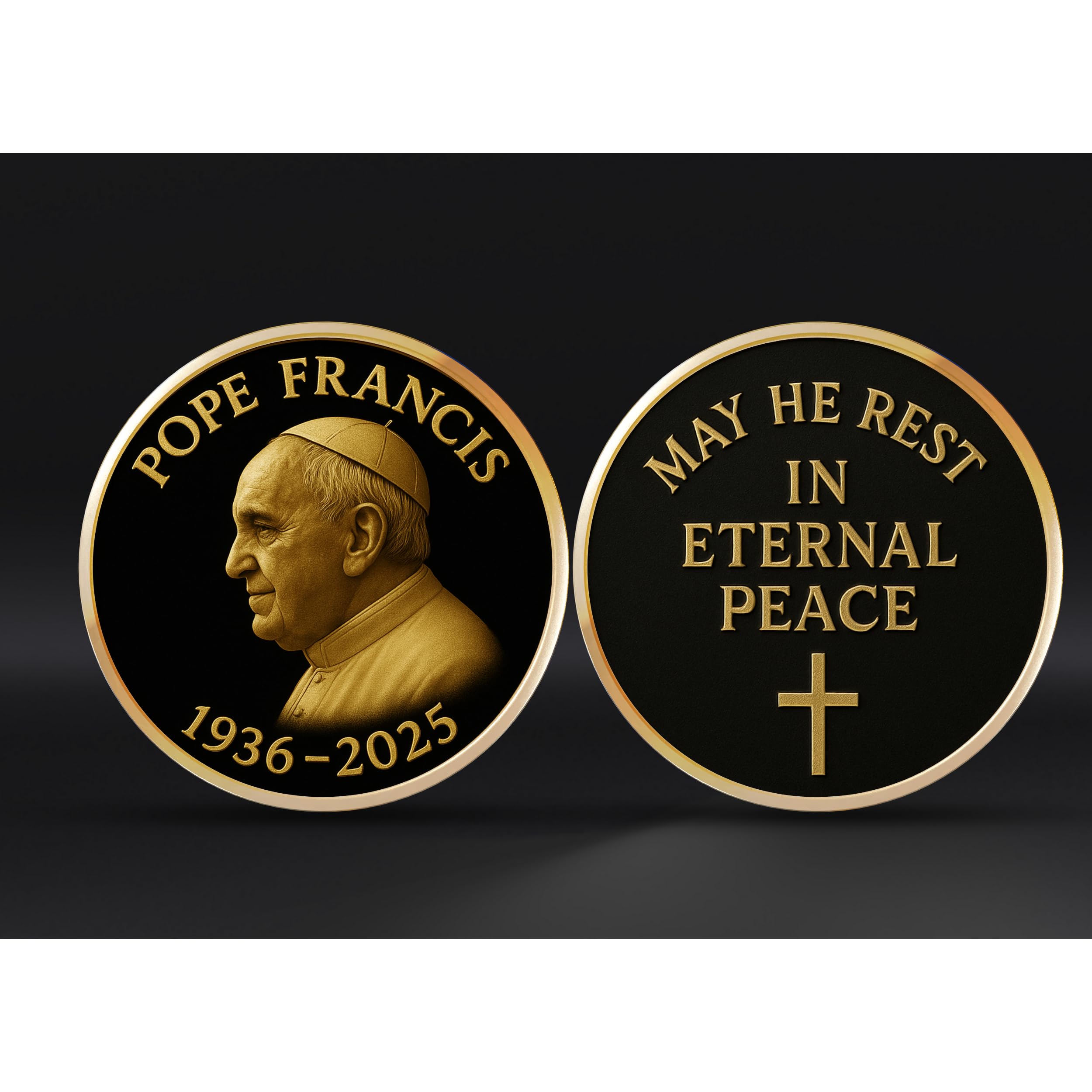 Amazon.com: Pope Francis Memorial Coin - Catholic Collectible Brass Token -  Limited Edition Keepsake -Religion Coin (Gold Color) : Toys & Games
