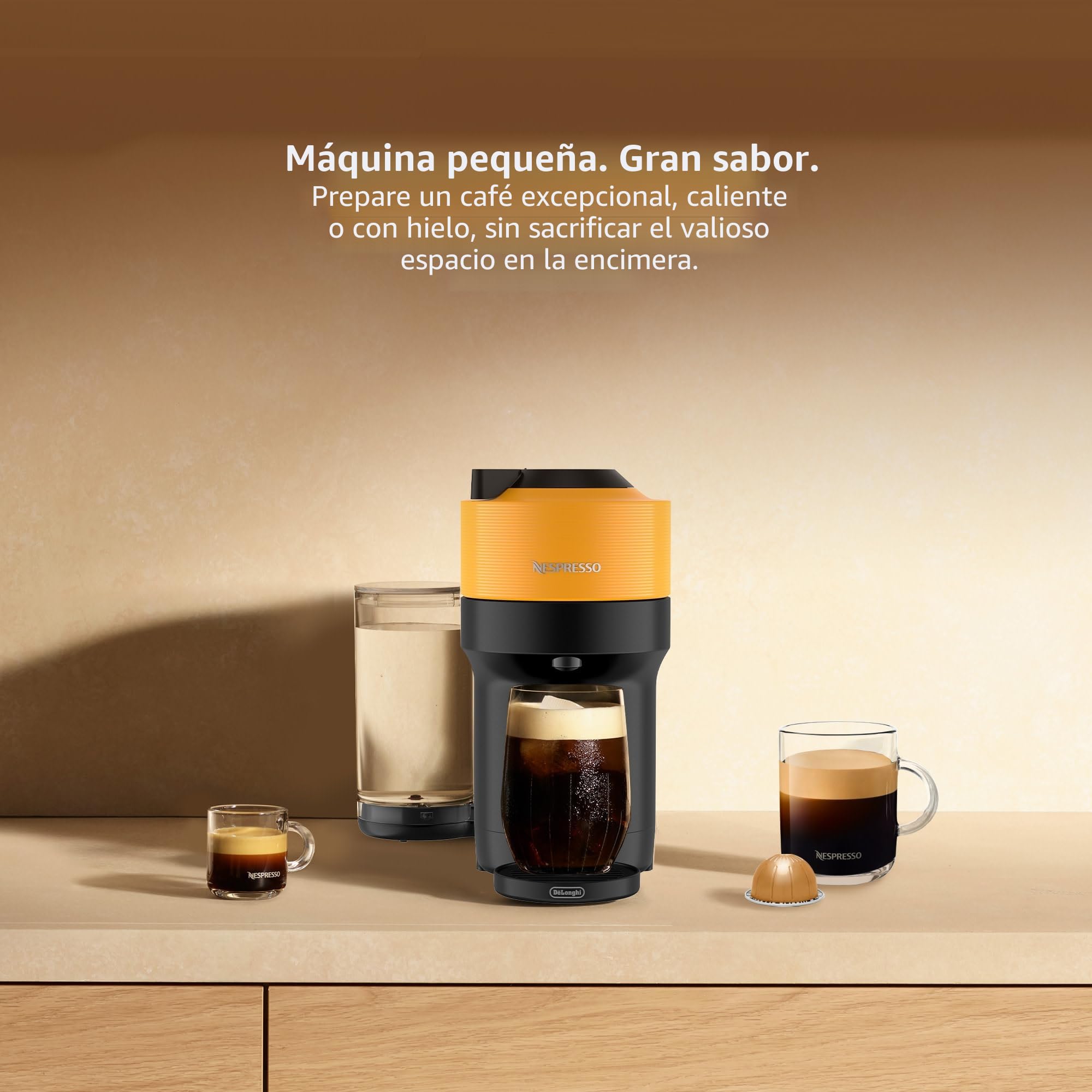 Nespresso Vertuo Pop+ by De'Longhi with Aeroccino, Mango Yellow