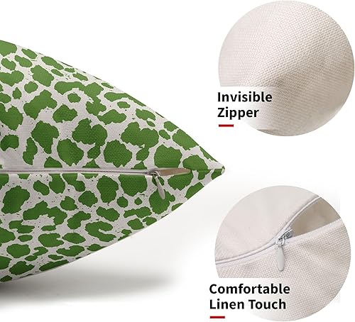 Miniatura 2 de Juego de 2 fundas de almohada lumbar de guepardo verde de 12 x 20 pulgadas, fundas de almohada rectangulares de leopardo con cremallera, decoración