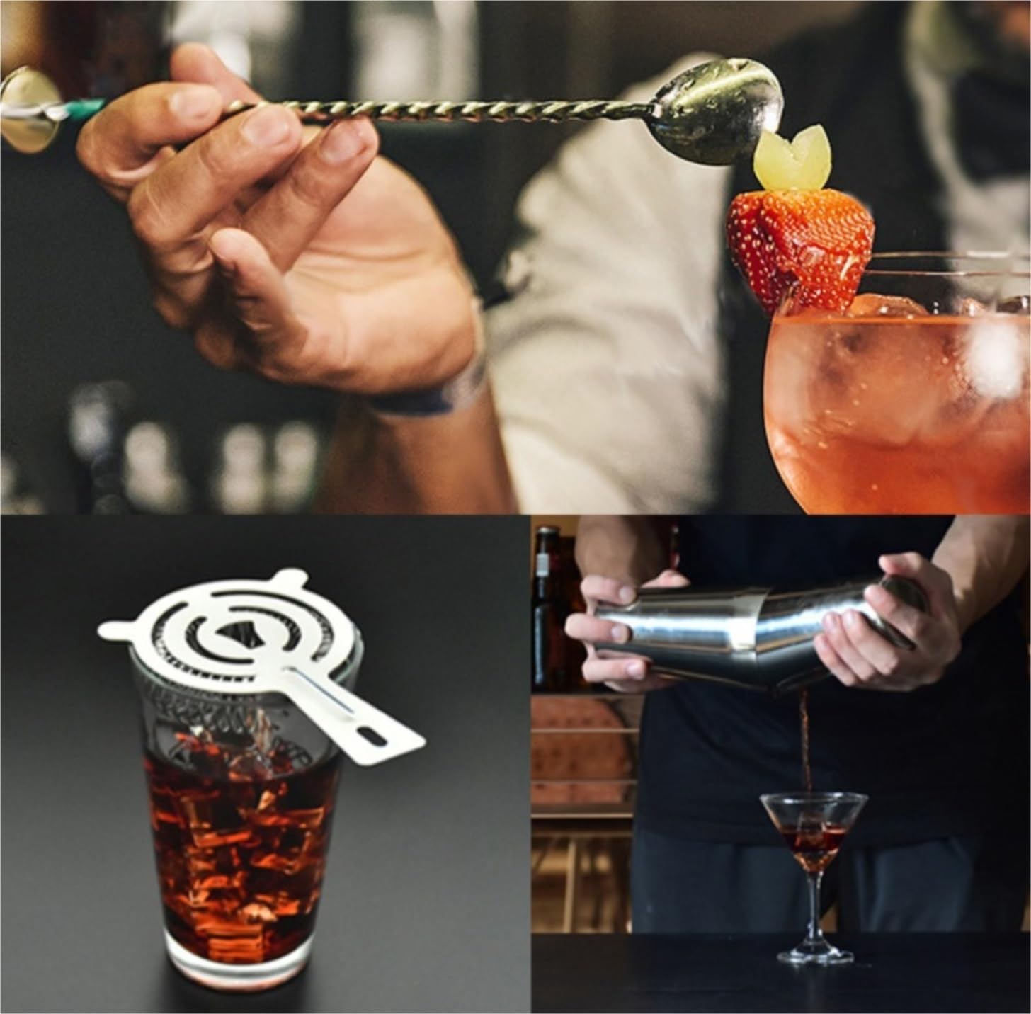 Juego de Cocktail Shaker Coctelera De Acero Inoxidable Boston De 23 Uds, Accesorios para Barman con Juego De Herramientas De Barra De Soporte Coctelera Profesional Herramientas