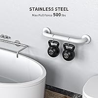 Vista 3 de Paquete de 2 barras de regadera de 16 pulgadas - Diámetro de 1.25", mango de barra de regadera de acero inoxidable blanco ZUEXT para baño, barra