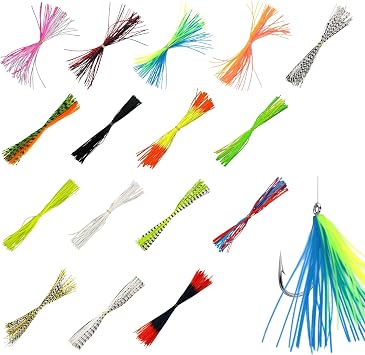 NIIIYTYB 16 Colors Jig Skirts Rubber Legs Kit Spinner Skirt Bands and Fly Tying Materials for Fishing Lure Making Spinnerbait Bait Accessories and DIY Fishing Supplies 640Pcs